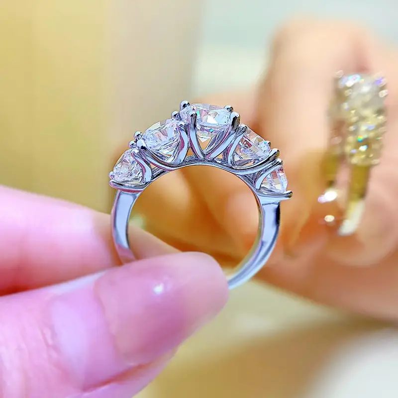 New 925 Silver Europe And The United States Simple Five-star Light Ring