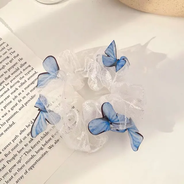 Women's Mesh Pig Intestine Ring Butterfly Hair Accessories White - Shop at LoveMi
