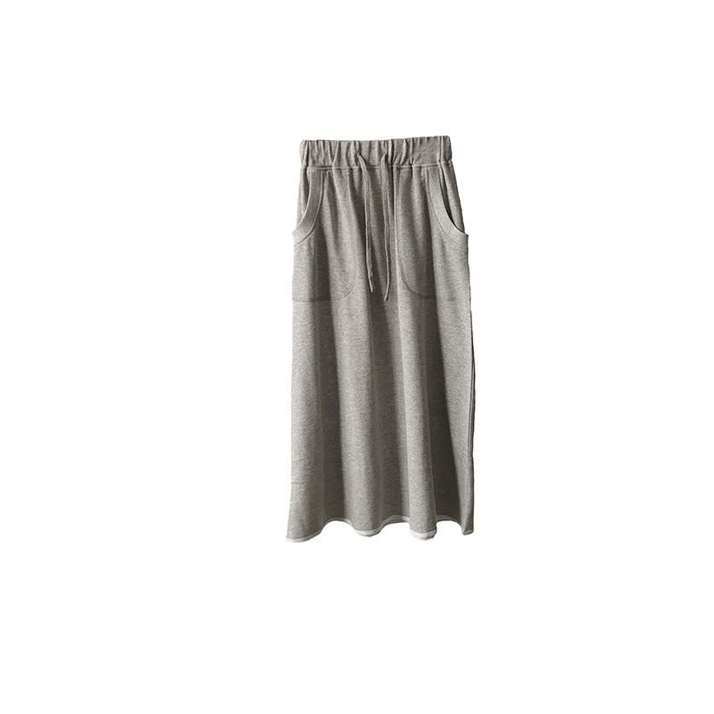 Title 4, Elastic Drawstring Two-pocket Terry Knit Skirt ...