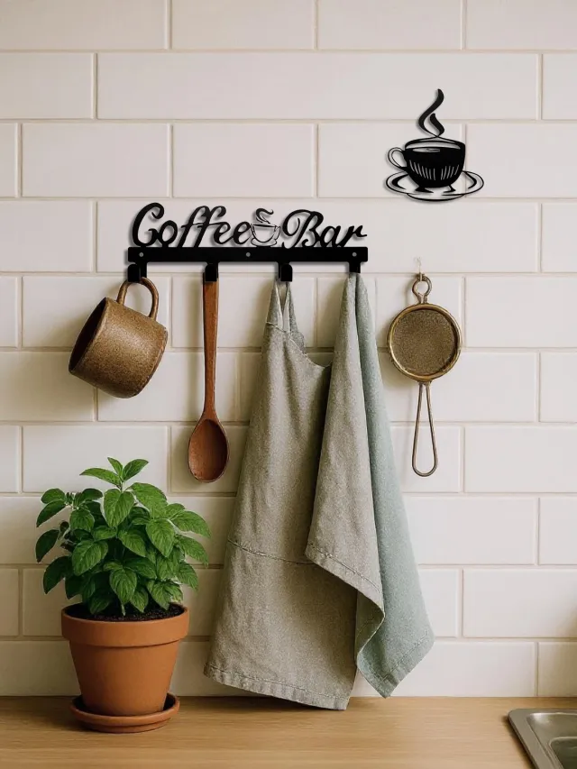 Coffee Cup Rack With Hooks Wall Mounted Metal Organizer For Kitchen Decor Look At The Picture - Shop at LoveMi