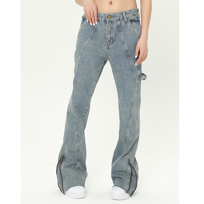 Title 3, Mode en veelzijdige dames jeans met rits en fla...