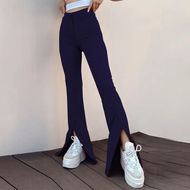 European And Beautiful Women's High-end Women's Clothing Split Solid Color Slim-fit Micro-cut Casual Pants Trousers