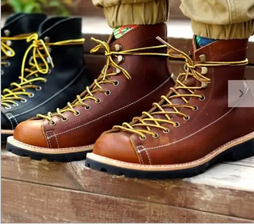 Stitched High-top Round Toe Men's Spring Square Heel Shoes