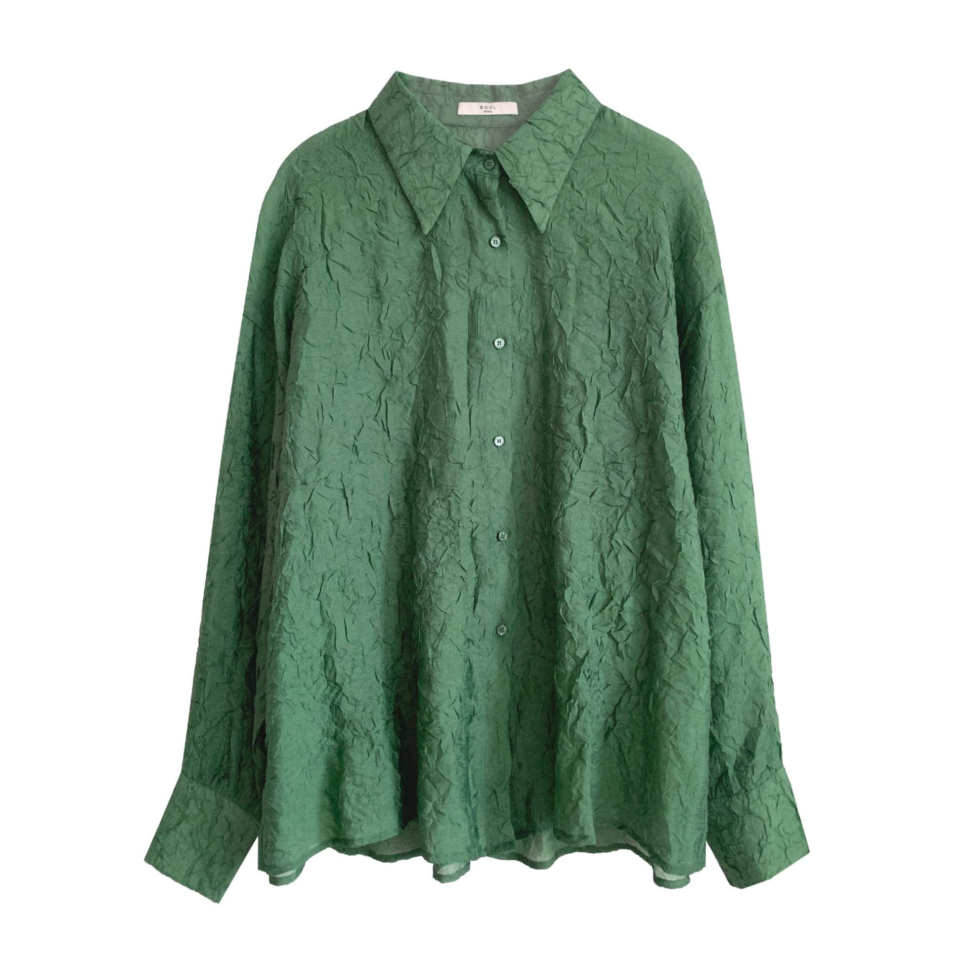 Fashion Lapel Pleated Ladies Long Sleeve Shirt Top