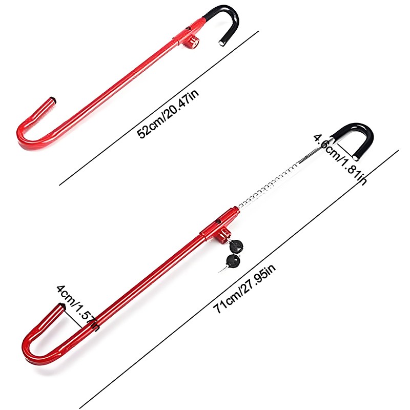 Car Steering Wheel To Pedal Lock Anti-theft Device Twin Hook With 2 Keys Red — image 2