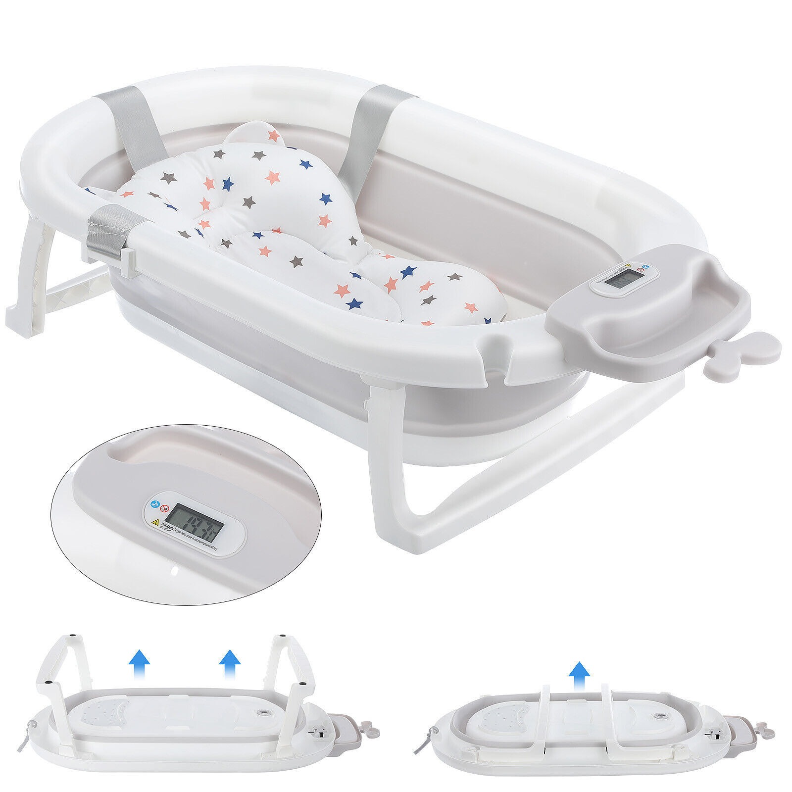 Foldable Baby Bath Tub Ergonomic With Temperature & Cushion Pad And Net — image 12