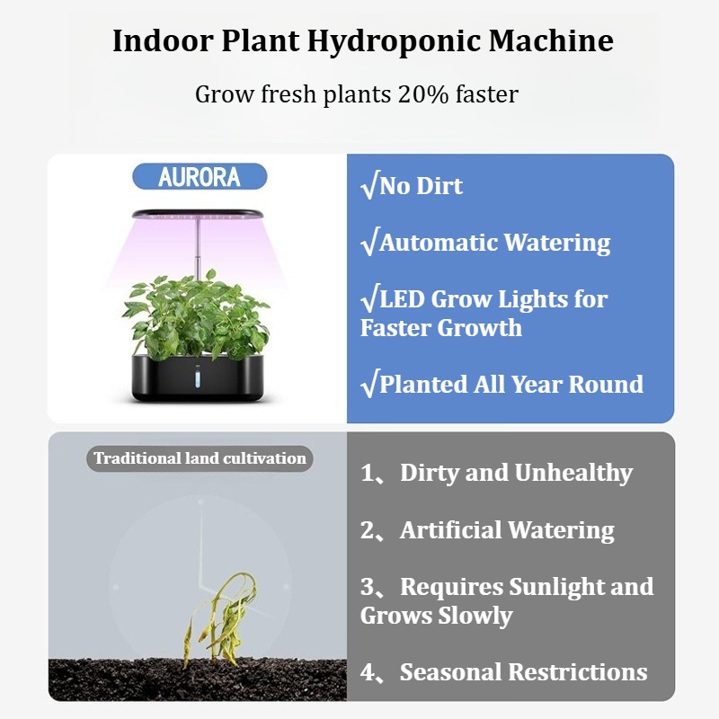 10 Pods Hydroponics Growing System Indoor Herb Garden Kit With LED Grow Light — image 3