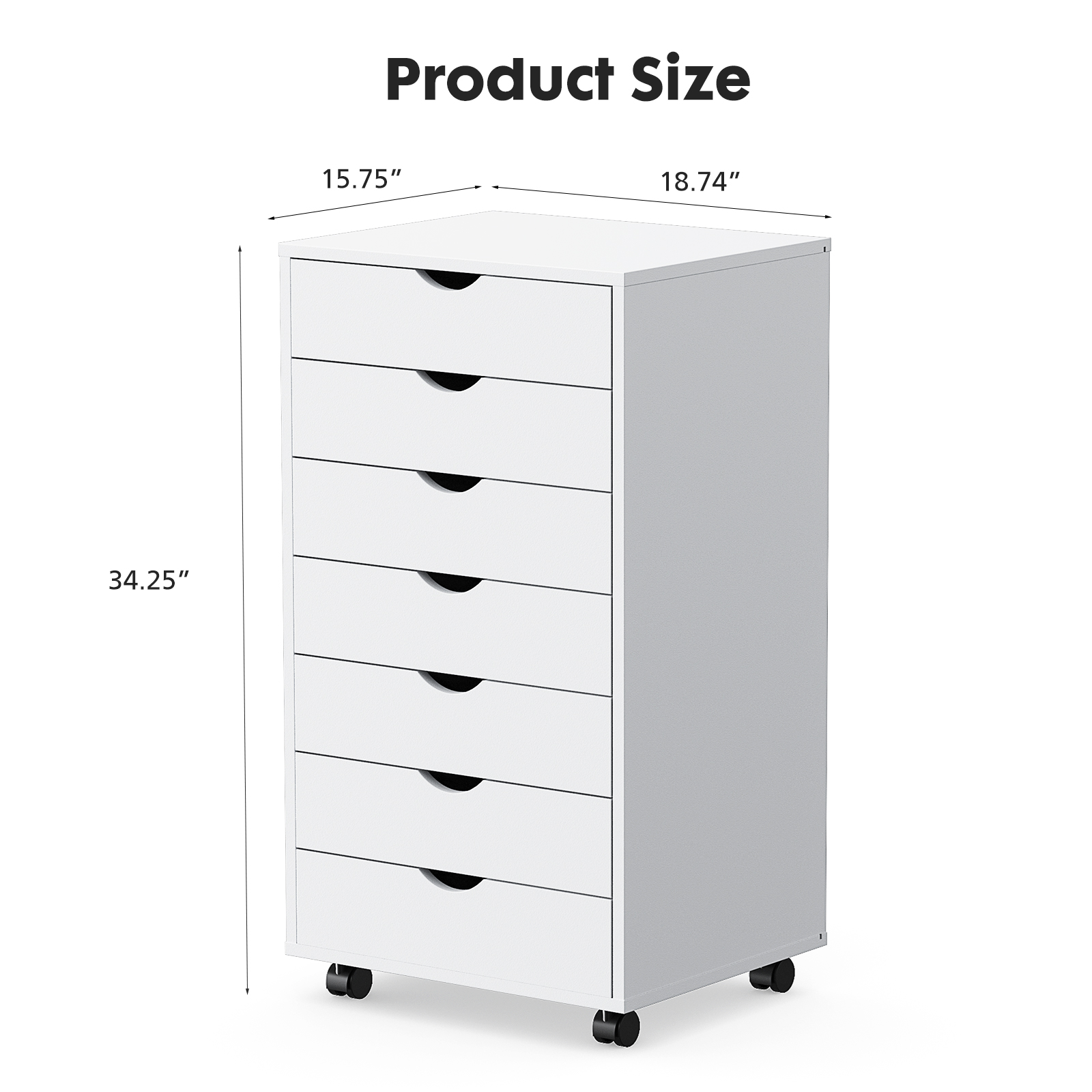 White Rolling Dresser with Wheels