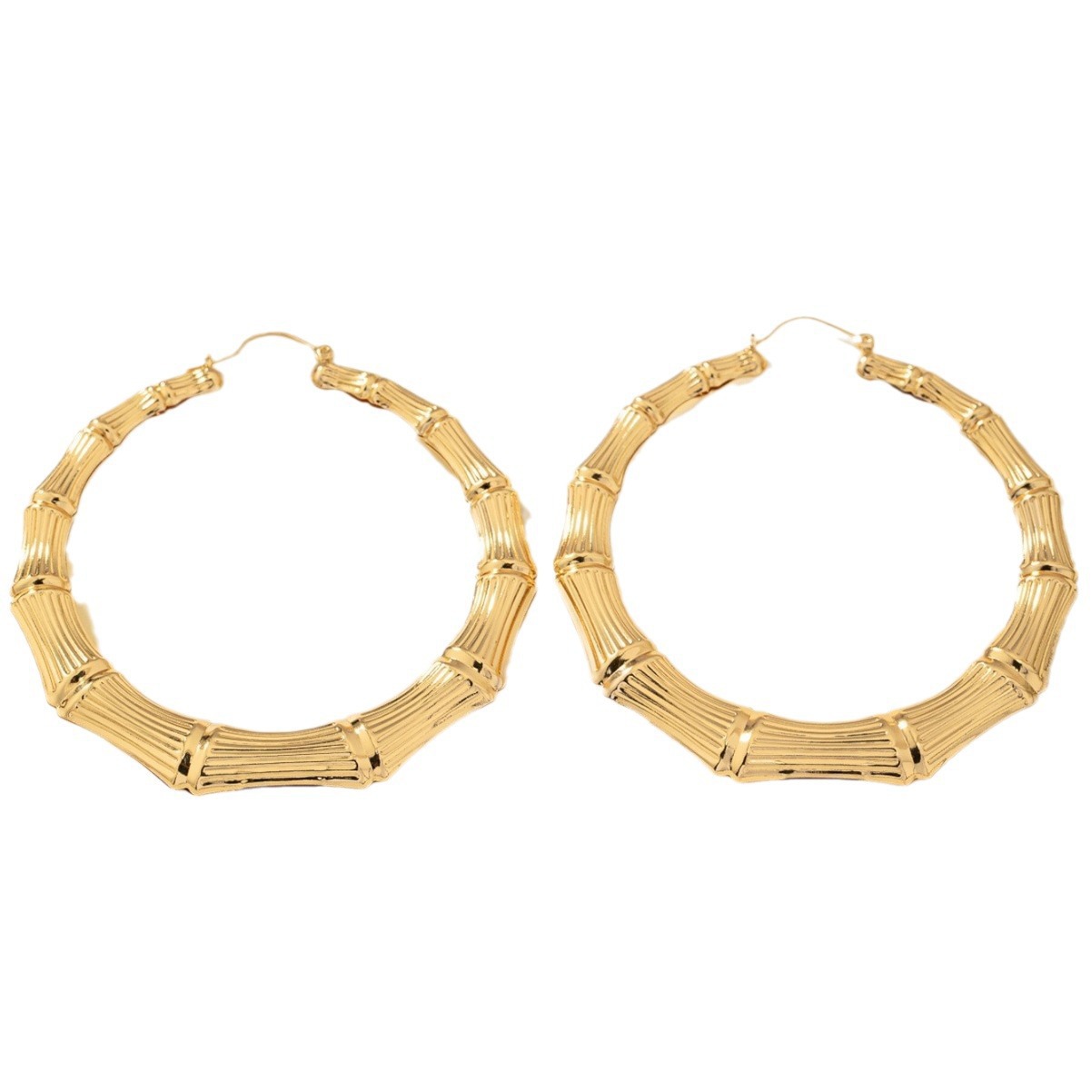 Cross-border European American Hip Hop Women Earrings, Unique Bamboo Joint Hoop Stud Earrings, Exaggerated Niche Versatile Ear Jewelry Wholesale Available