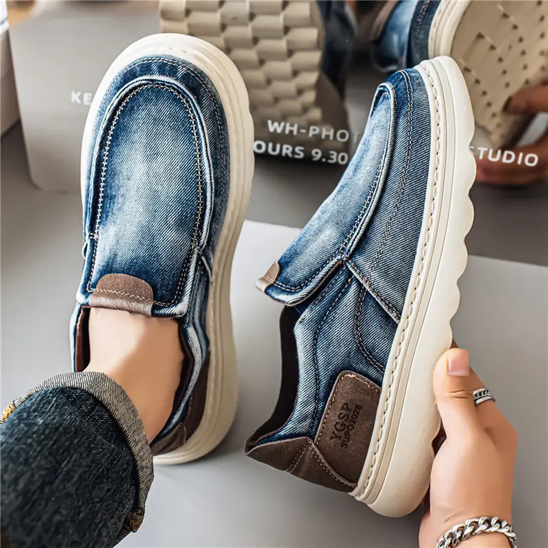 2026 New Men's Shoes For Summer & Autumn, Simple Versatile Casual Driving Shoes, Washed Denim Canvas Shoes For Men, Wholesale Available