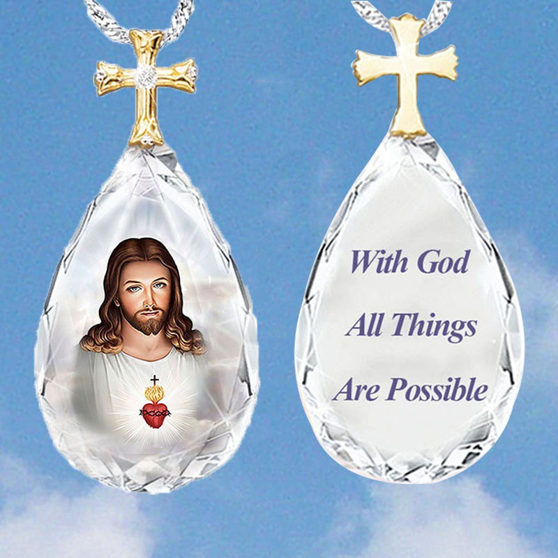 New European And American Crystal Cross Necklace Two Tone Pendant