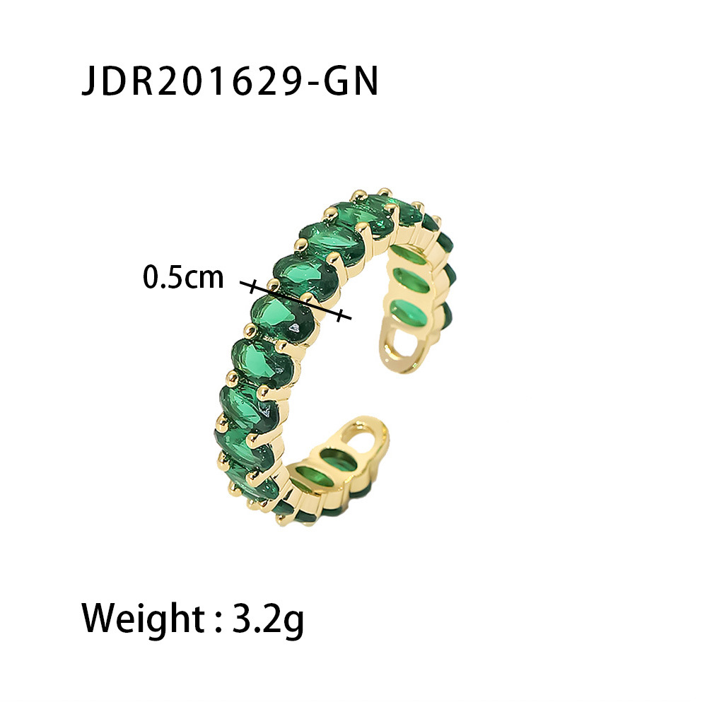Colorful Jewelry Copper Cubic Zirconia CZ Oval Rings