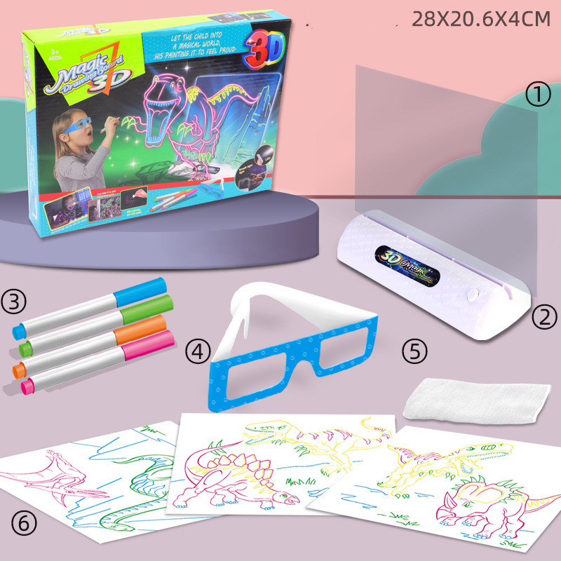 Title 5, 3D Fluorescent Drawing Board Magic Luminous Thr...