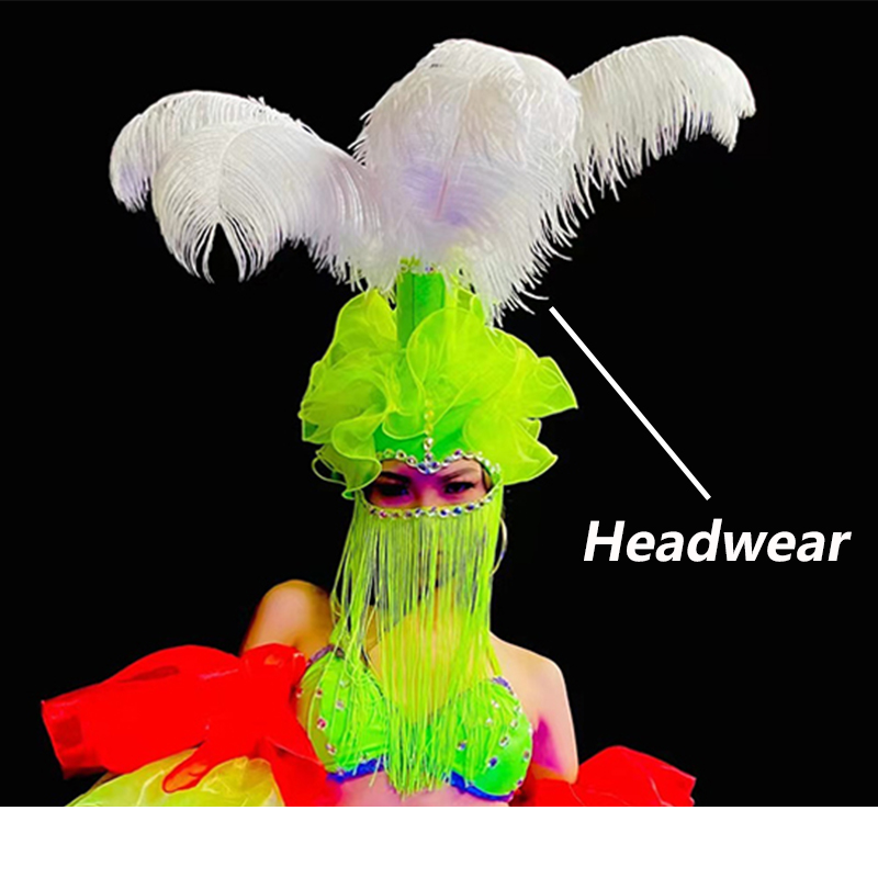 Title 6, Rainbow Lace Puffy Feather Tassel Headdress Per...