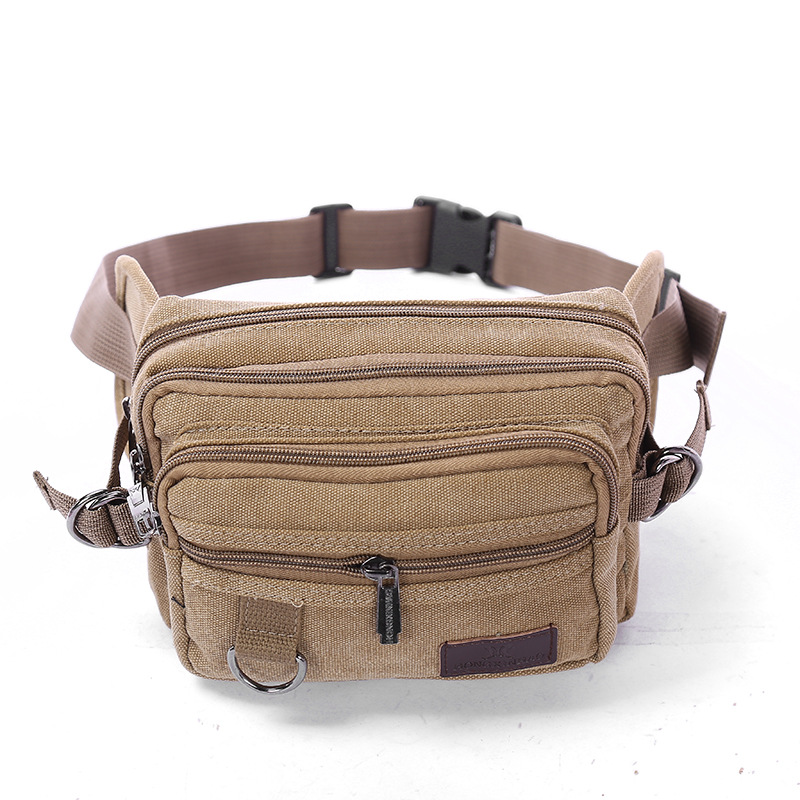 Canvas Fanny Pack With 4-Zipper Pockets Men Waist Bag Hip Bum Bag With Adjustable Strap For Outdoors Workout Traveling Casual Running Hiking Cycling — foto 8