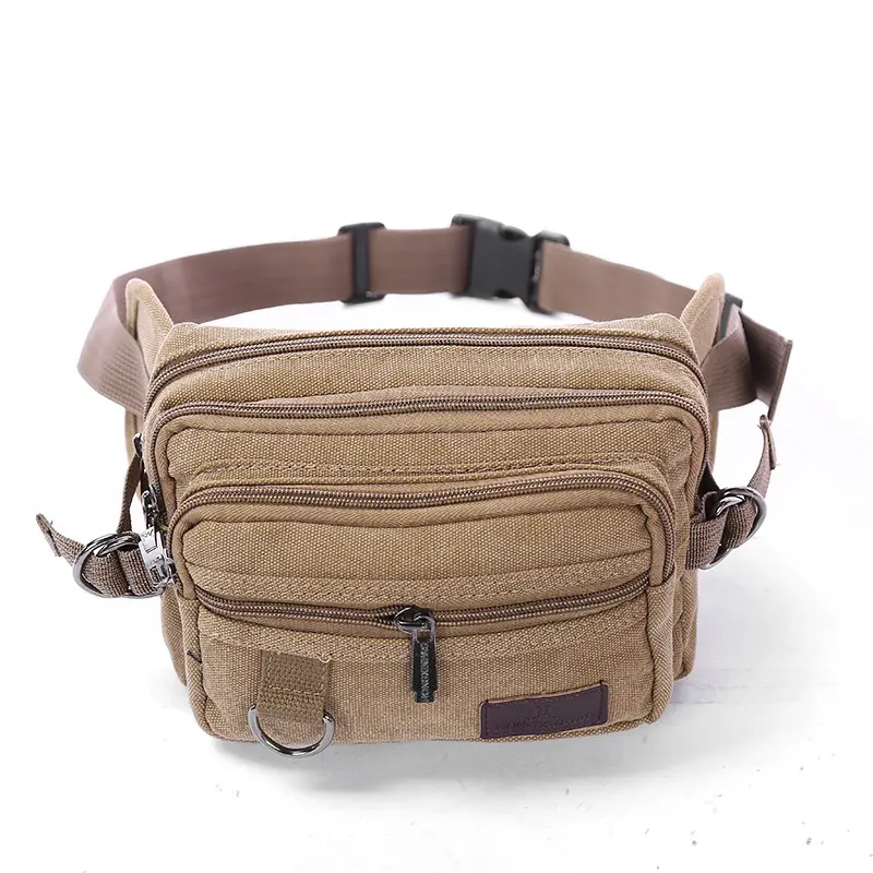 Canvas Fanny Pack With 4-Zipper Pockets Men