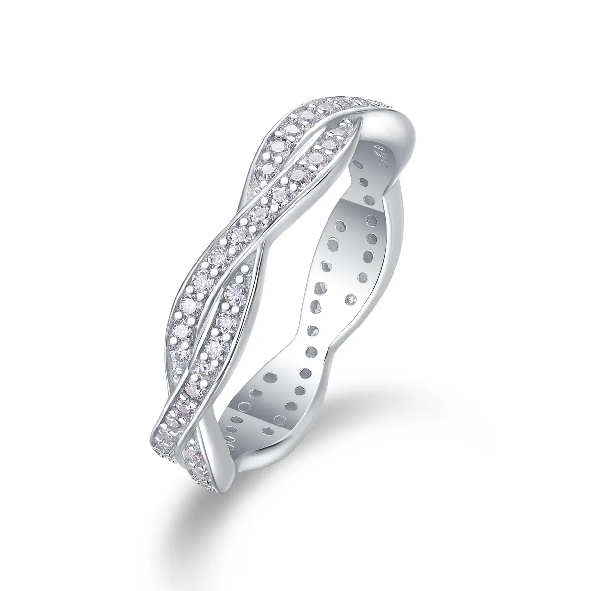 S925 Silver 3.2g Platinum Plated Moissanite Ring
