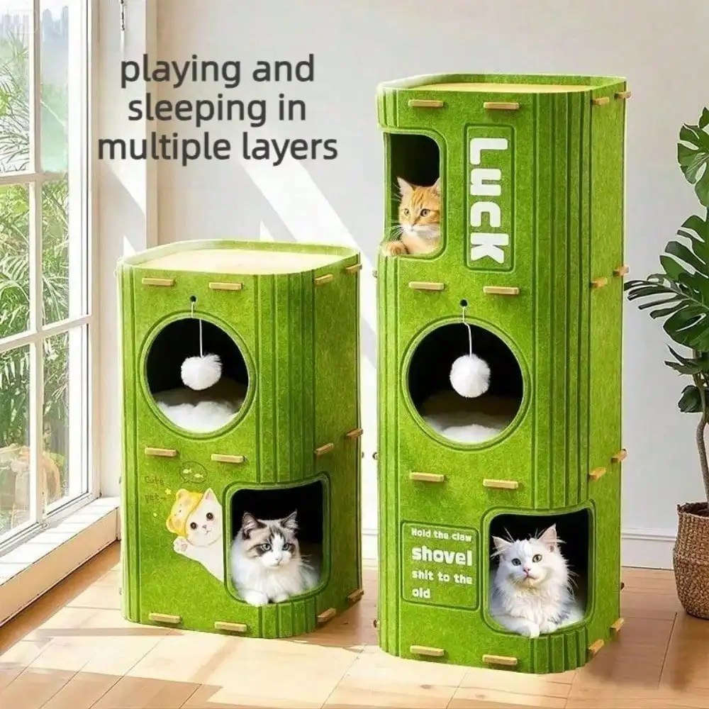 Multi Level Felt Cat Tree House, Vertical