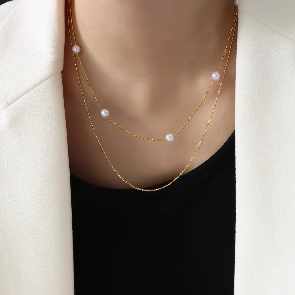 Women's Double Layer Titanium Steel Ins Fashion Necklace