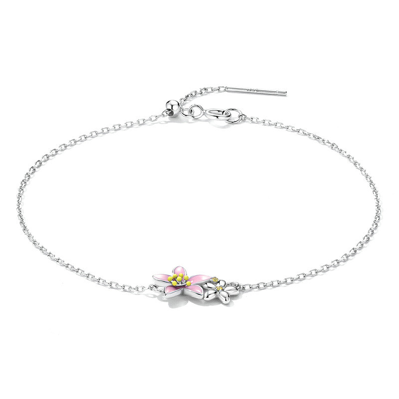 Gold Plated  Oil Drip Simple Flower Bracelet