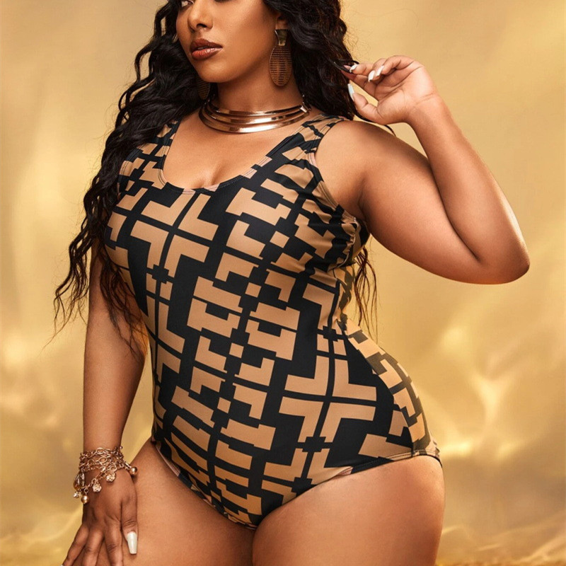 Women’s Fashion Graphics Patchwork Print Bikini One-piece Swimsuit