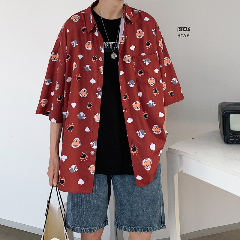 Summer Men's Short-sleeved Shirt Hong Kong Style Japanese Shirt