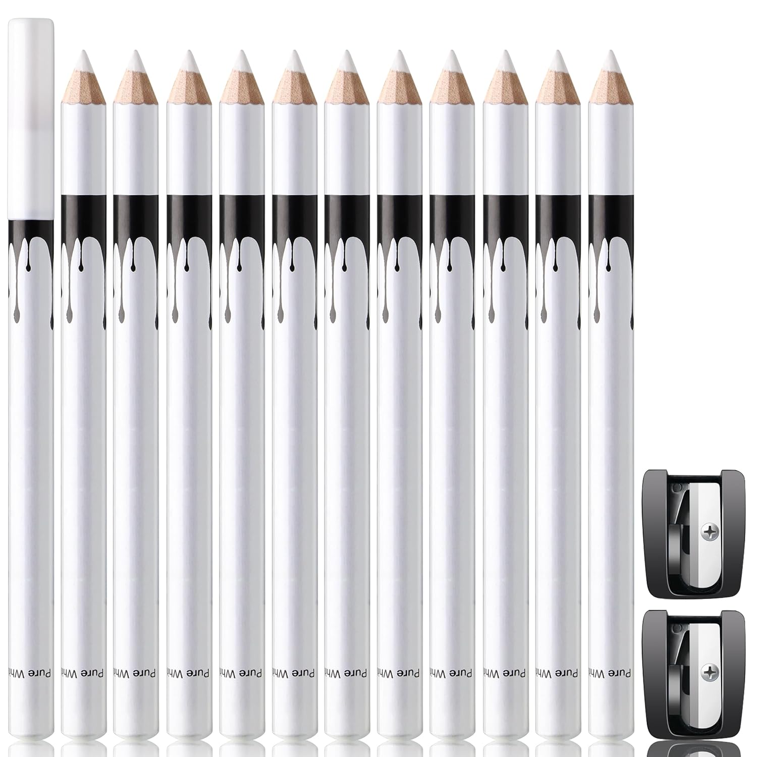 White And Black Eyeliner Pencil Set For Eyebrows, Eyeshadow And Lips. Includes Sharpener. Waterproof , Long lasting 12Pc White Eyeliner Set - Shop at LoveMi