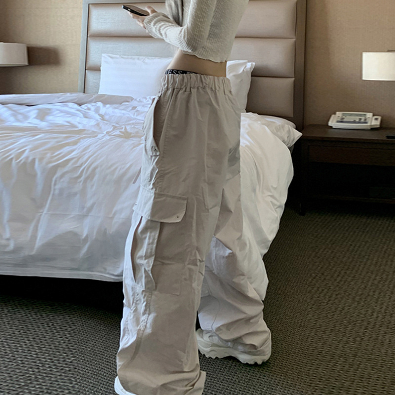 Street Workwear Casual Low Waist Ladies Woven Pants