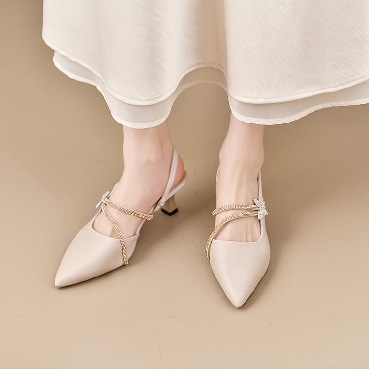 Rhinestone Block Heel Mules