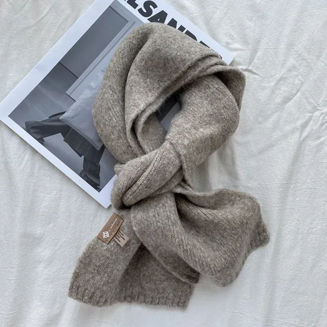 Warm Wool Scarf Women's Korean Style Sweet Version Solid Scarf Autumn And Winter Khaki - Shop at LoveMi