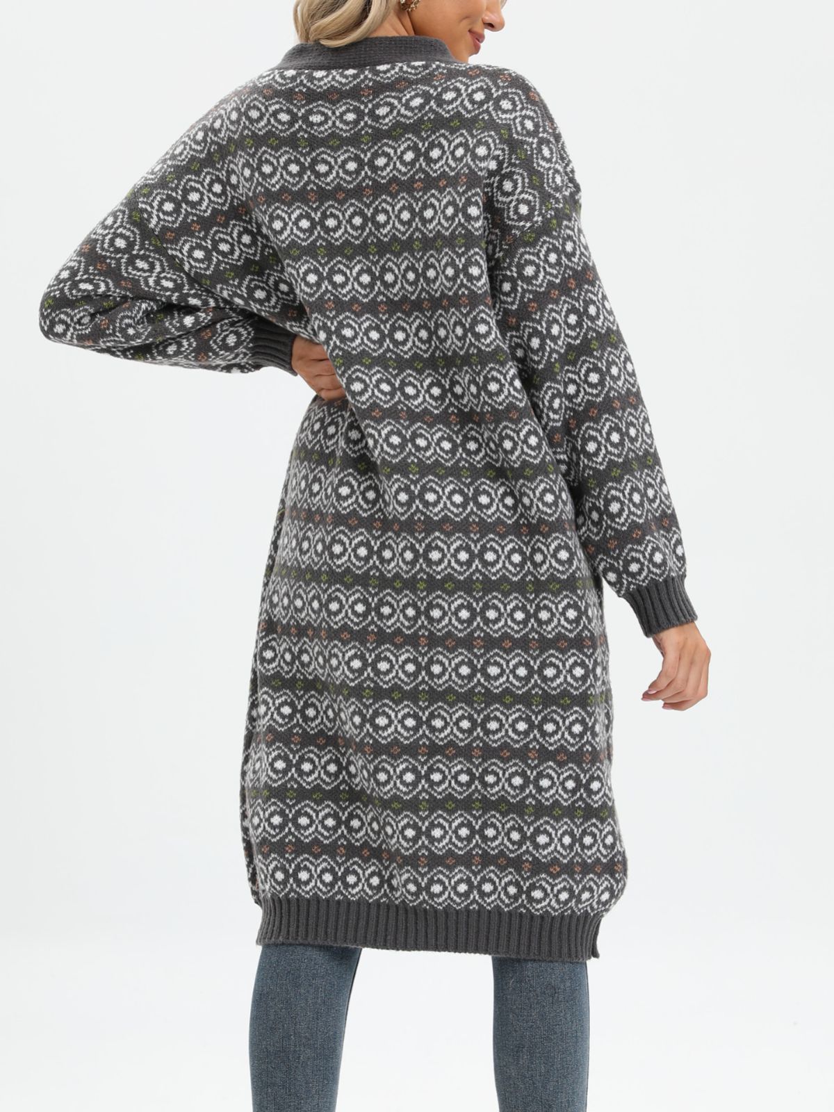 Ethnic Style Long Loose Casual Cardigan Sweater Coat