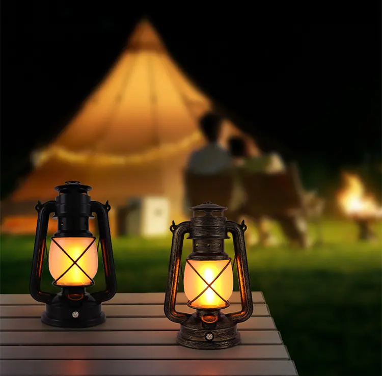 LED Rechargeable Table Lamp, Retro Flame Lamp