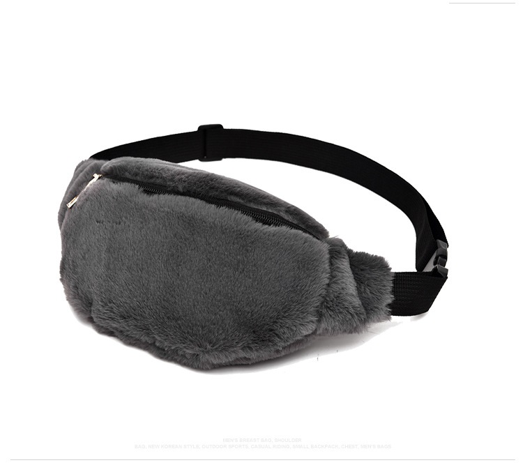Winter Fashion New Style Diagonal Cross Ladies Plush Waist Bag