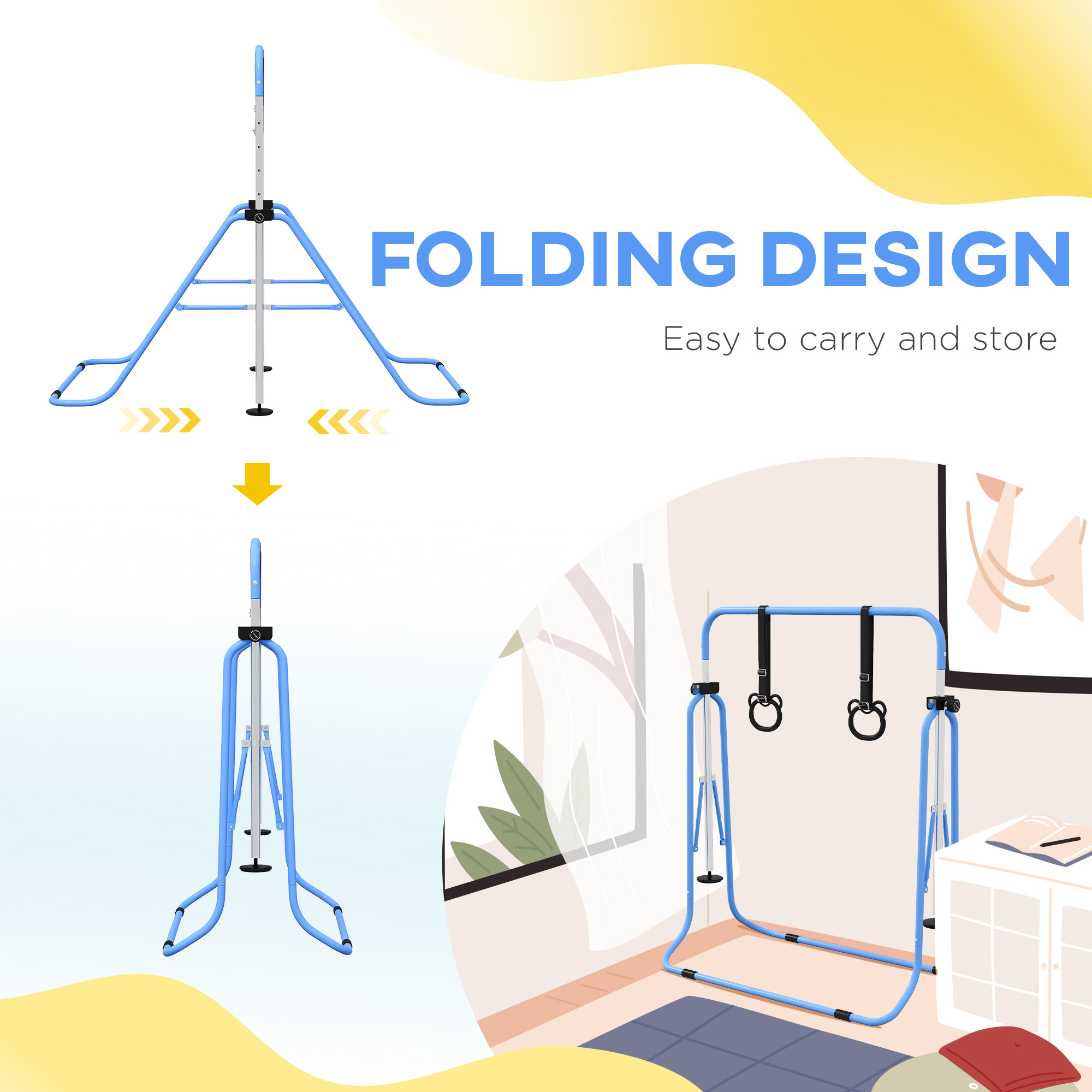 Adjustable Height And Foldable Children's Gymnastics Horizontal Bar With Anti — image 2