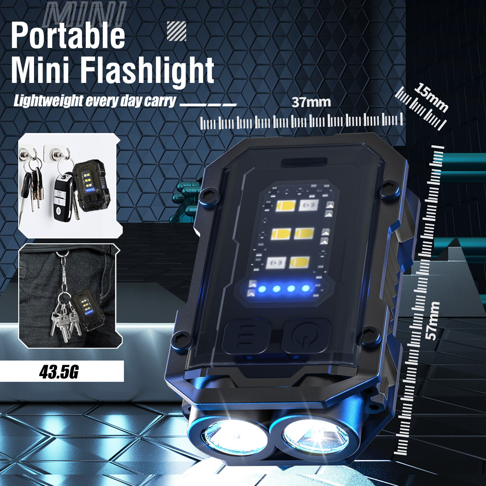 Mini LED Keychain Flashlight Rechargeable Self Protect