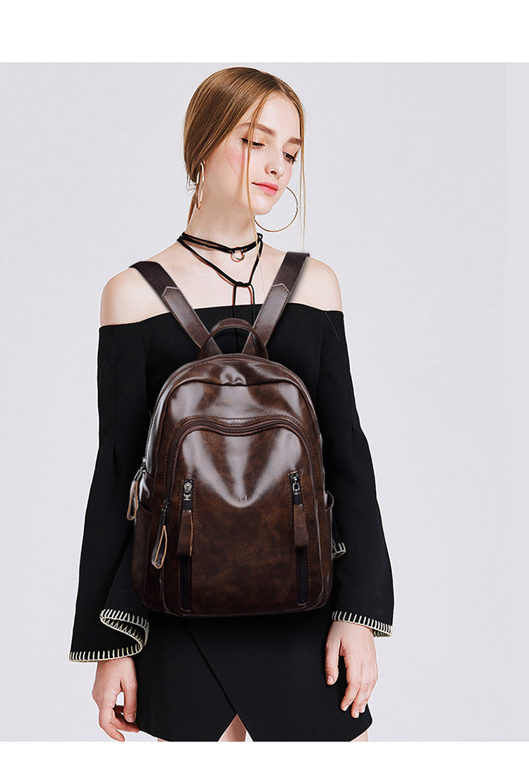 Title 5, Soft Leather Fashion Ladies Backpack College Style