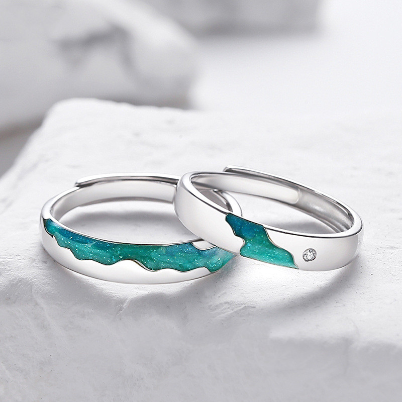 Men's And Women's Sterling Silver And Enamel Ring