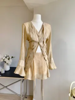 Top Tencel Shirt Women's New Suit - Sunset Yellow - View 1