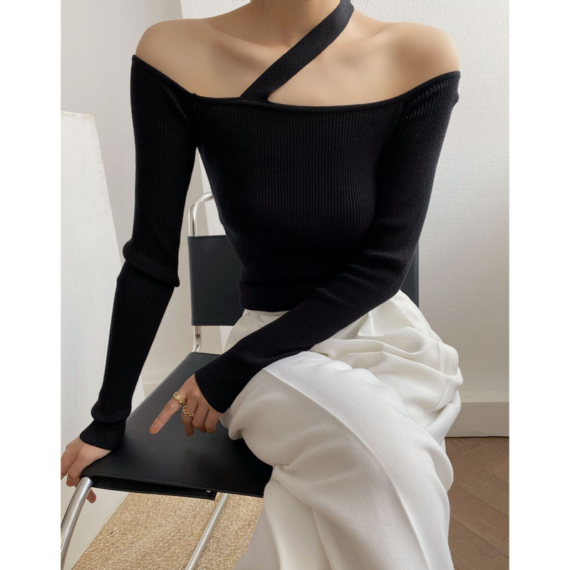 Title 3, Womens French Niche Design Off-the-shoulder Kn...