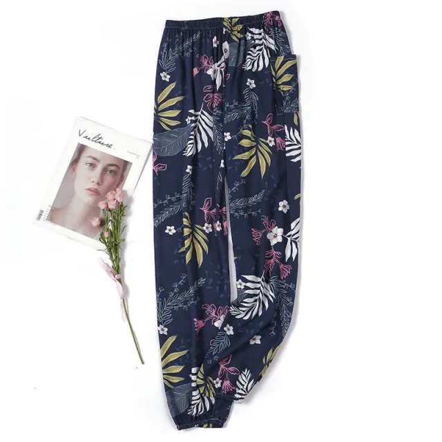 Women's Plus Size Cotton Pajama Pants Pants Navy Lilac - Shop at LoveMi