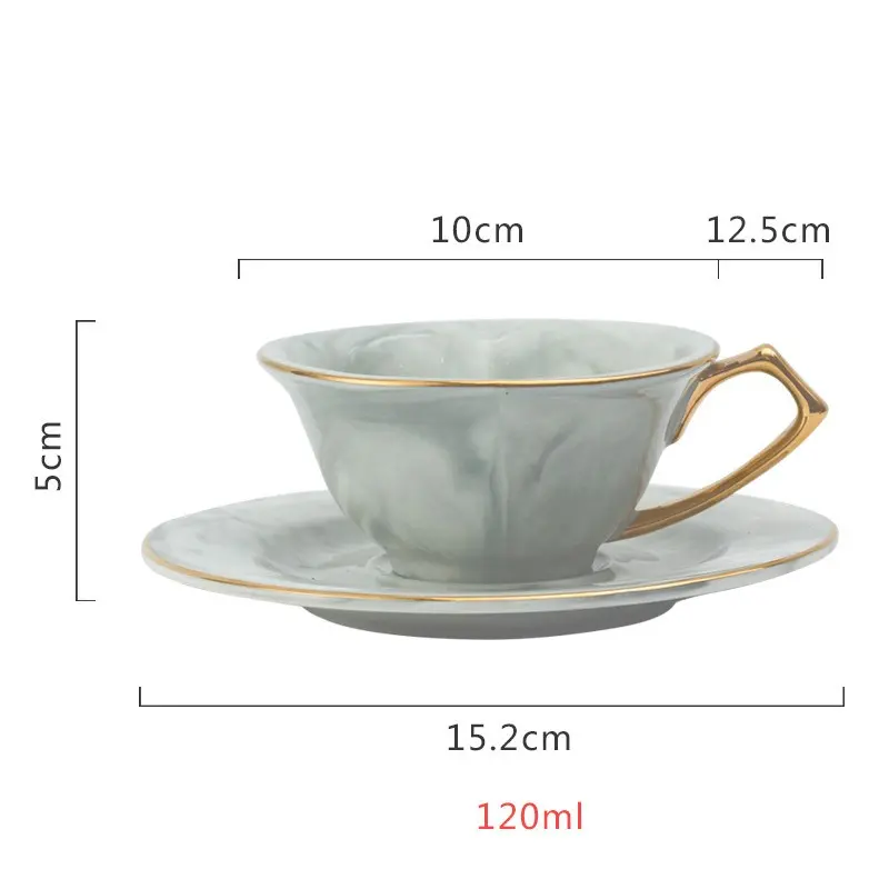 Nordic Simple Marbled Ceramic Coffee Cup Saucer Set