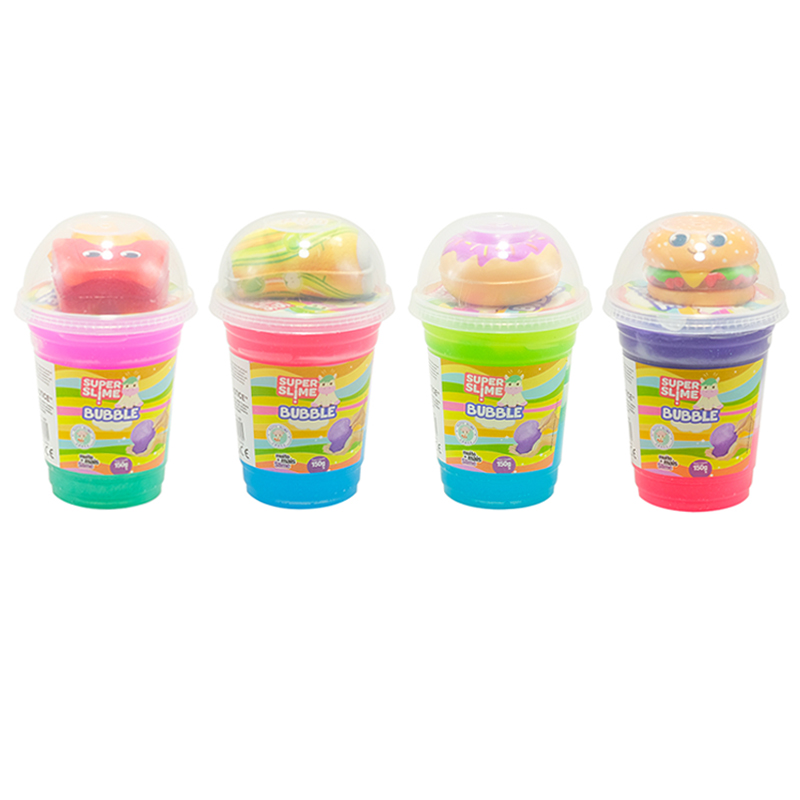 Slow Rebound Squish Bubble Slime Cup 180g, Simulation Burger Donut Stress Relief Toy, Kids DIY Crystal Slime