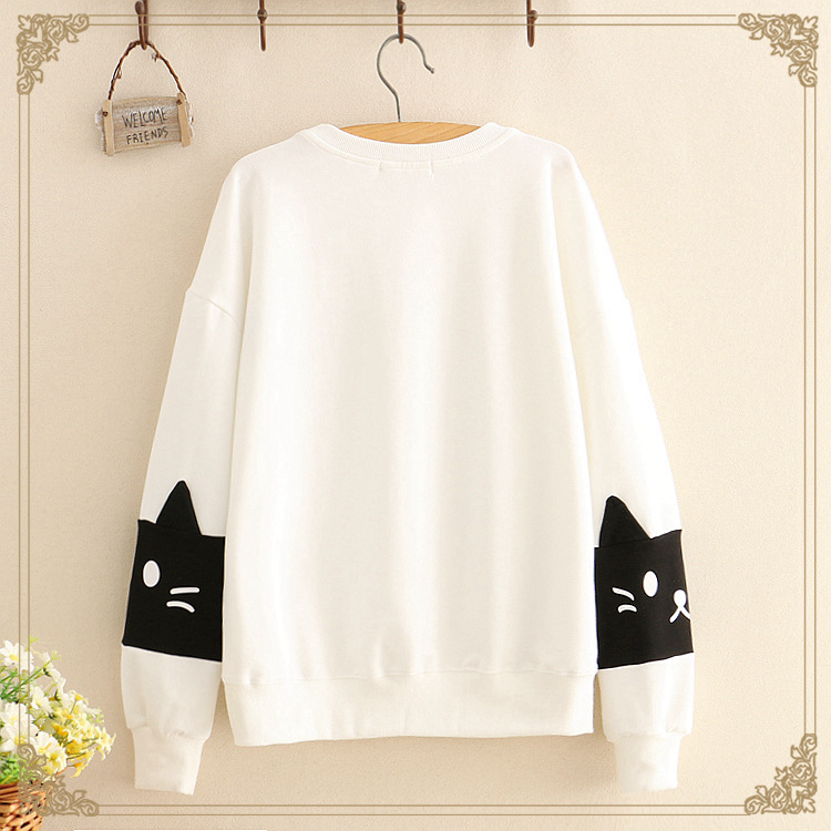 Title 2, Cat paw color block round neck thin sweater