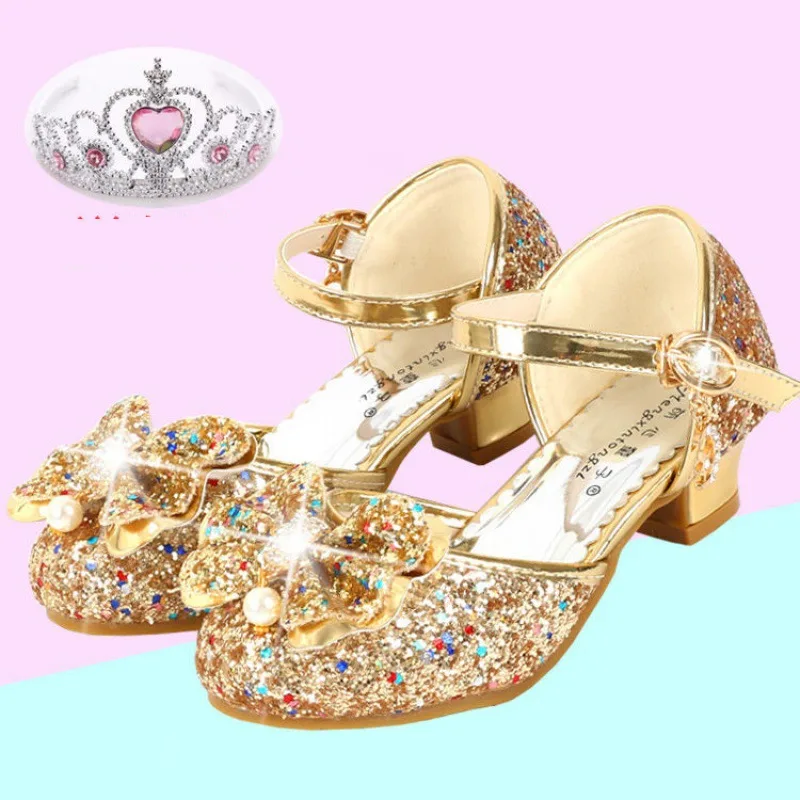 Children's Shoes Female Princess Crystal Soft Sole Show