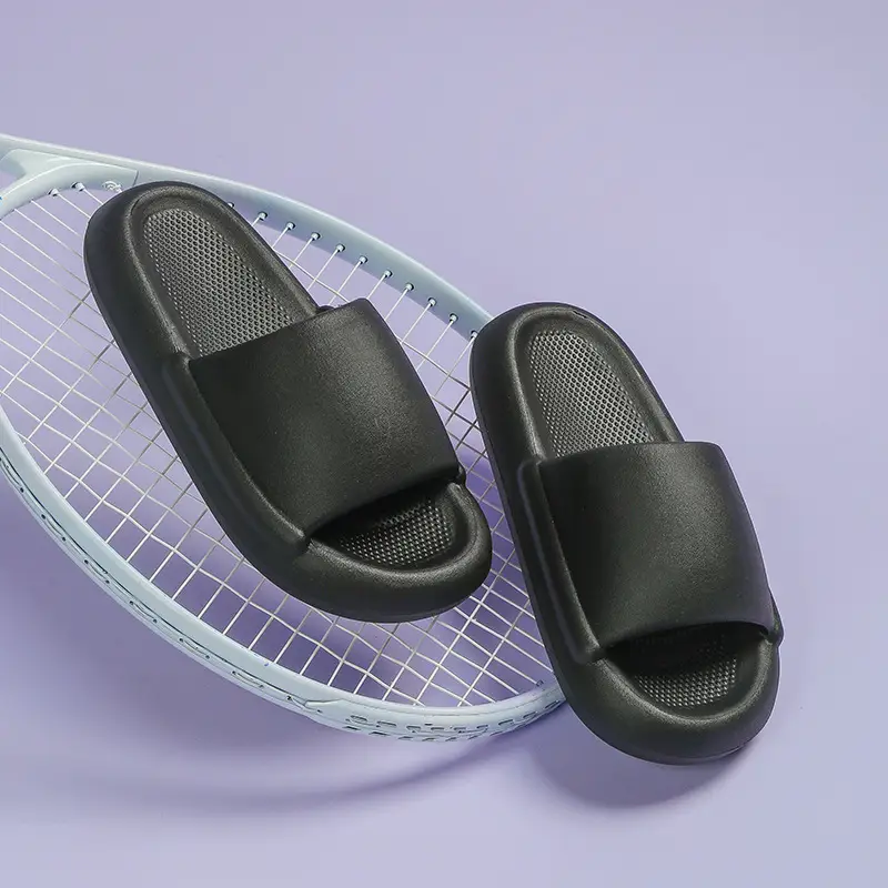 Thick-Soled EVA Indoor Slippers for Women and Men — Black, 42to43