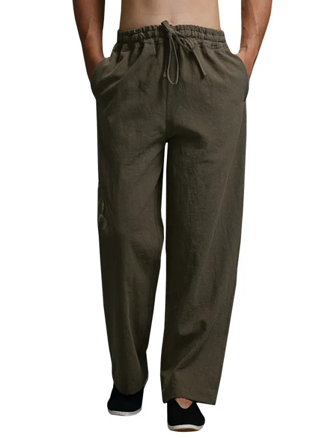 Multicolor Straight Leg Loose Belted Trousers Army Green - Shop at LoveMi