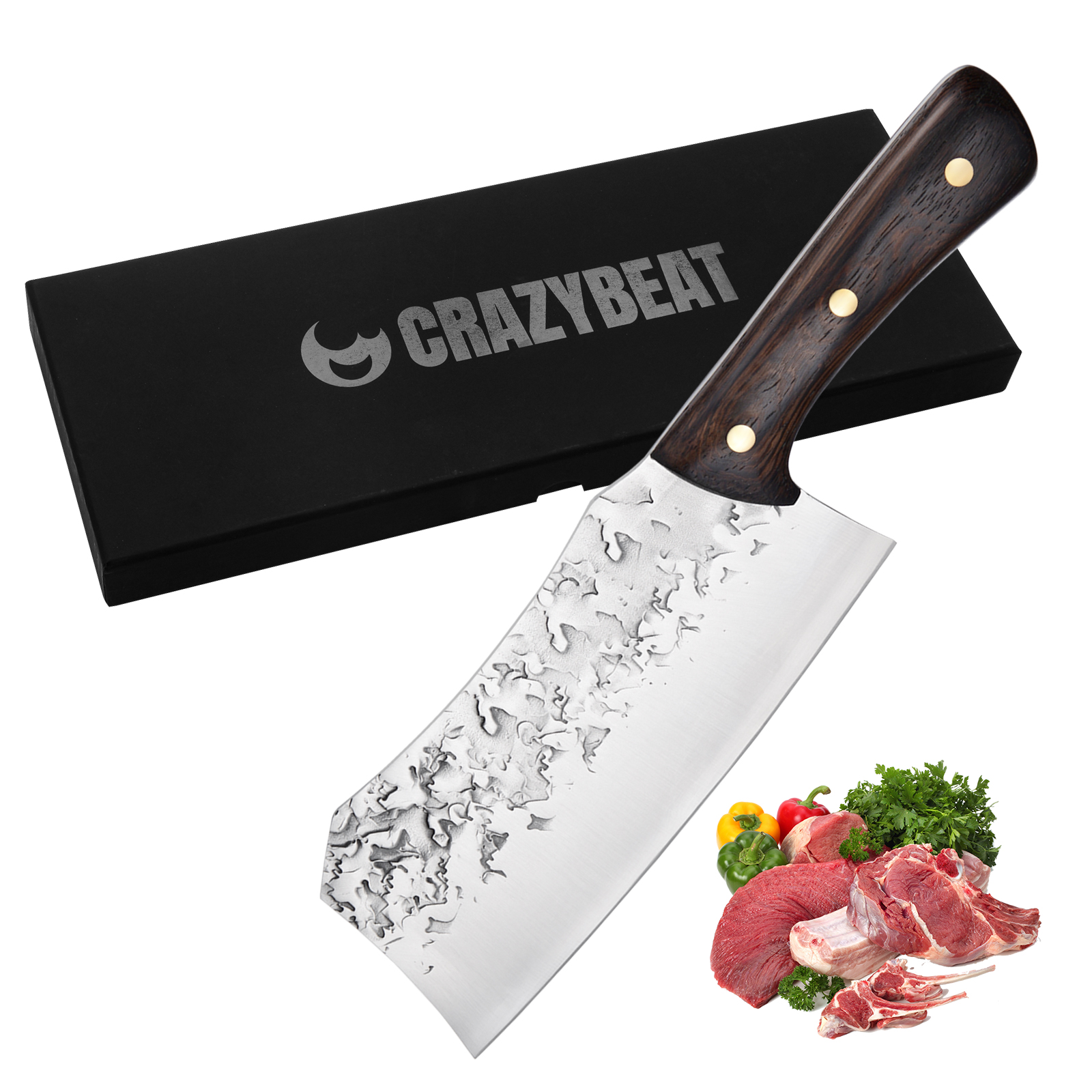 Kegani Meat Cleaver Knife Full Tang Handle High Carbon Steel Chinese Cleaver for Home Kitchen Meat and Bone Cutting