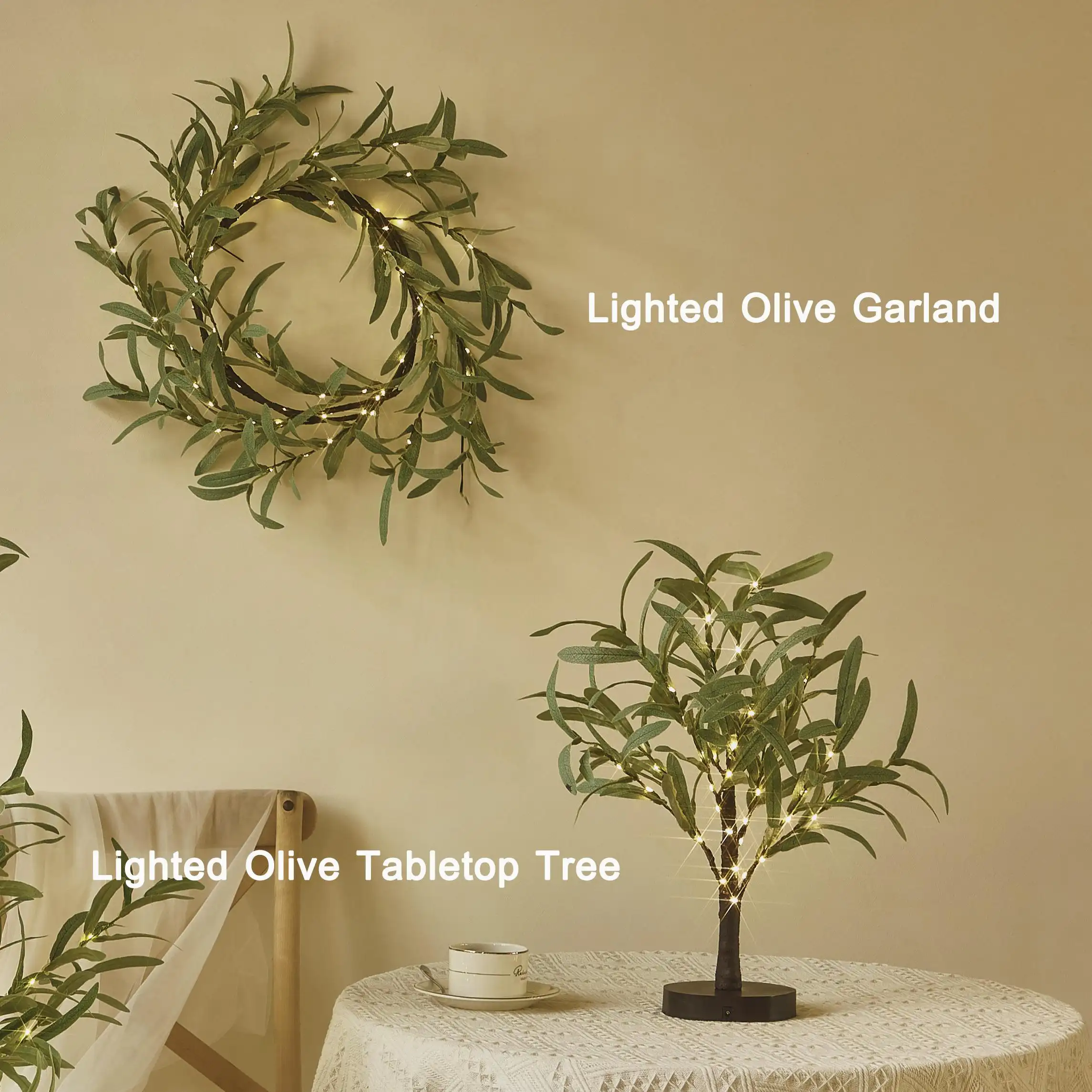 Amazon Banned Item Olive Branch Wreath Ambient Light With Realistic Leaf Design. Highly Aesthetically Pleasing, Soft Light. A Must-have For Holiday Decorations 