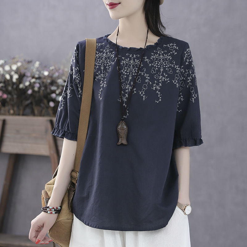 Title 2, Cotton Plus Size Retro Literary Thin Lace Five-...