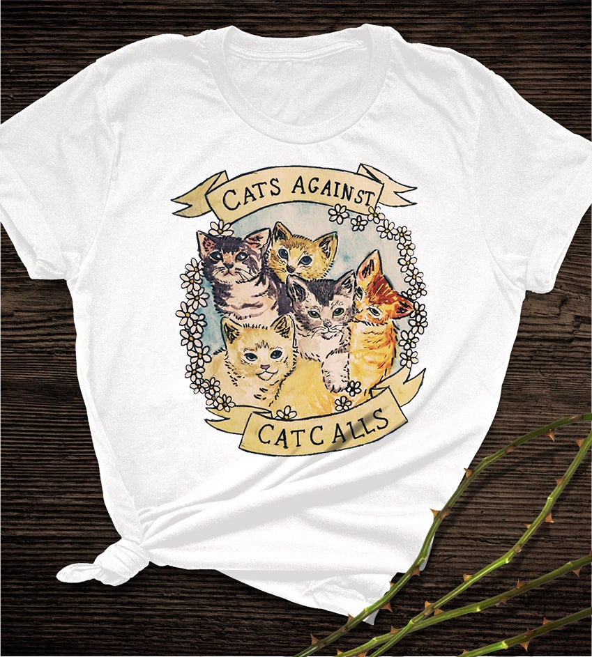 Cat Print Short Shirt Team Uniform European And American Fabrics